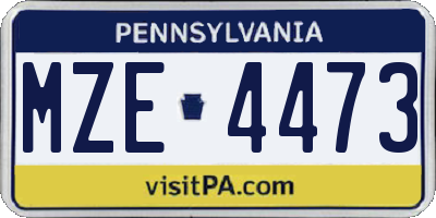 PA license plate MZE4473