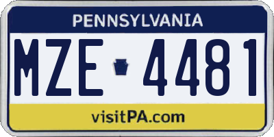 PA license plate MZE4481