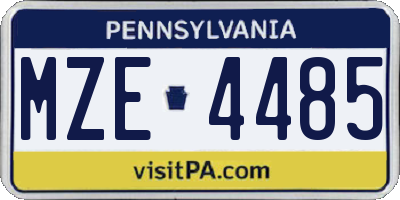 PA license plate MZE4485