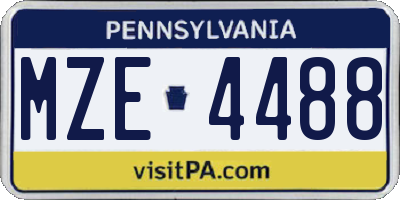 PA license plate MZE4488