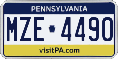 PA license plate MZE4490