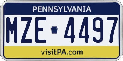 PA license plate MZE4497