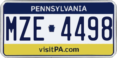 PA license plate MZE4498