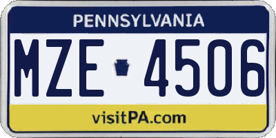 PA license plate MZE4506
