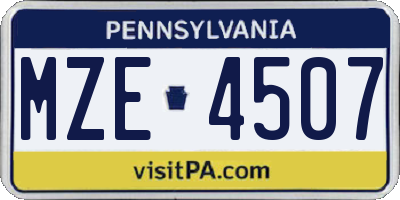 PA license plate MZE4507