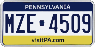 PA license plate MZE4509