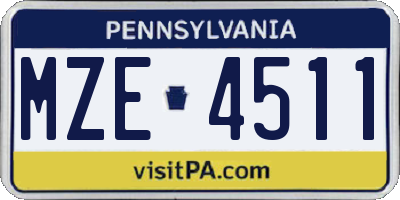 PA license plate MZE4511