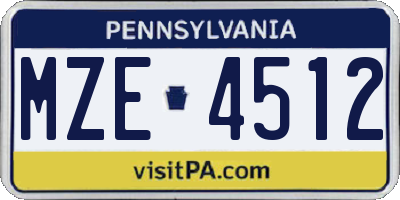 PA license plate MZE4512