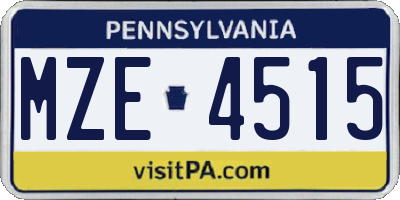 PA license plate MZE4515