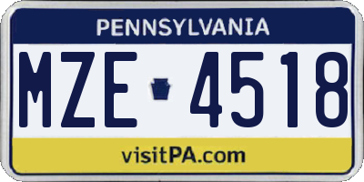 PA license plate MZE4518