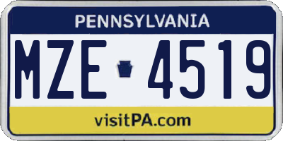 PA license plate MZE4519