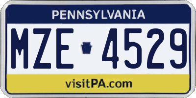 PA license plate MZE4529