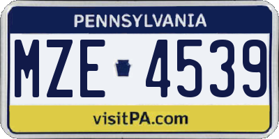 PA license plate MZE4539