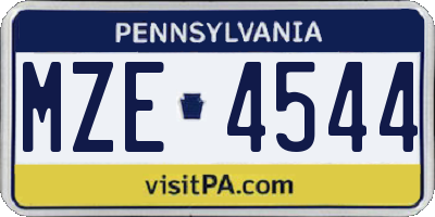 PA license plate MZE4544
