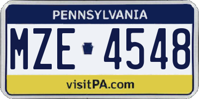PA license plate MZE4548