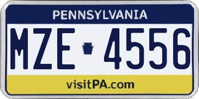 PA license plate MZE4556