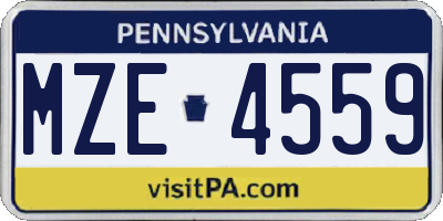 PA license plate MZE4559