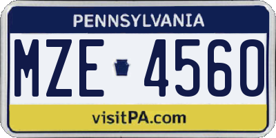 PA license plate MZE4560