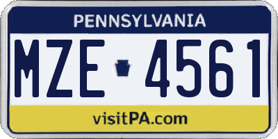 PA license plate MZE4561