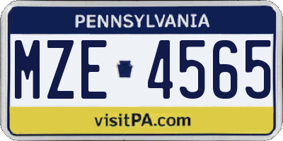 PA license plate MZE4565
