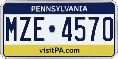 PA license plate MZE4570