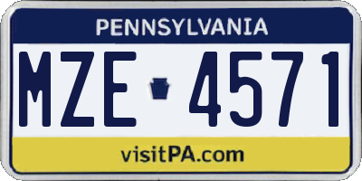 PA license plate MZE4571