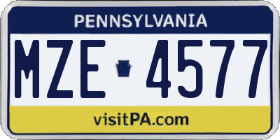 PA license plate MZE4577