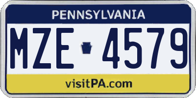 PA license plate MZE4579