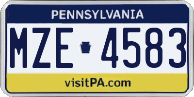 PA license plate MZE4583