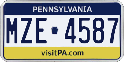 PA license plate MZE4587