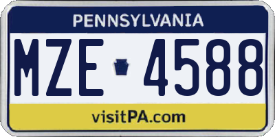 PA license plate MZE4588