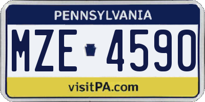 PA license plate MZE4590
