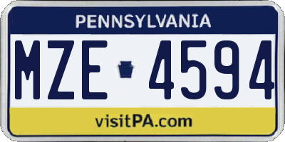 PA license plate MZE4594