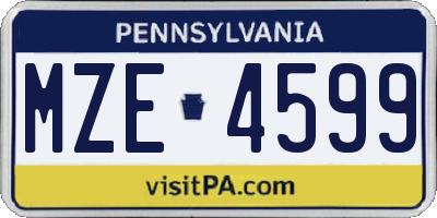 PA license plate MZE4599