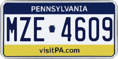 PA license plate MZE4609
