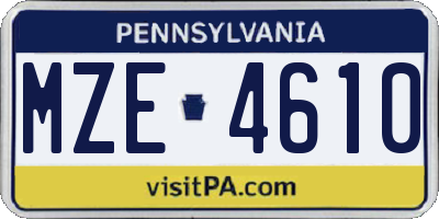 PA license plate MZE4610