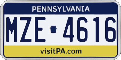PA license plate MZE4616
