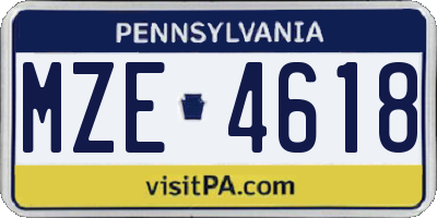 PA license plate MZE4618