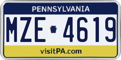 PA license plate MZE4619