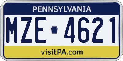PA license plate MZE4621
