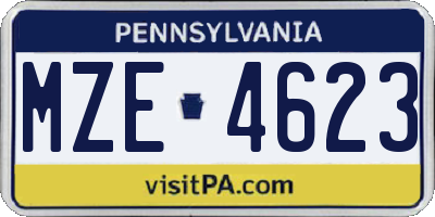 PA license plate MZE4623