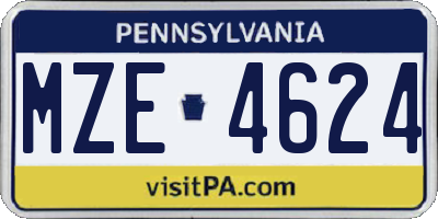 PA license plate MZE4624