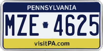 PA license plate MZE4625
