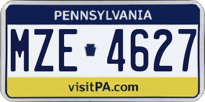 PA license plate MZE4627