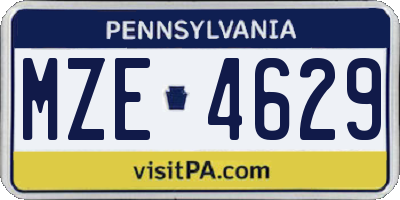 PA license plate MZE4629