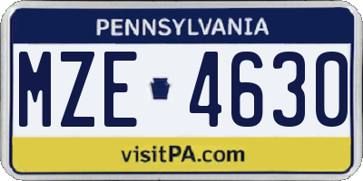 PA license plate MZE4630