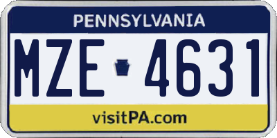 PA license plate MZE4631