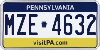 PA license plate MZE4632