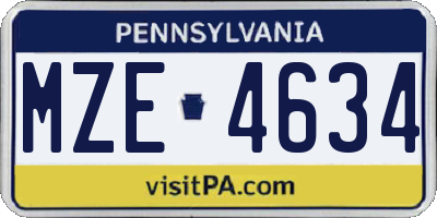PA license plate MZE4634
