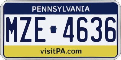 PA license plate MZE4636